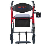 METRO MOBILITY M913P 4-Wheel Rollator Walker with Seat & Basket
