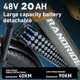 RANDRIDE YX80M-2 26" Mountain Electric Bike 1000W*2  Dual Motors 48V 20Ah Battery