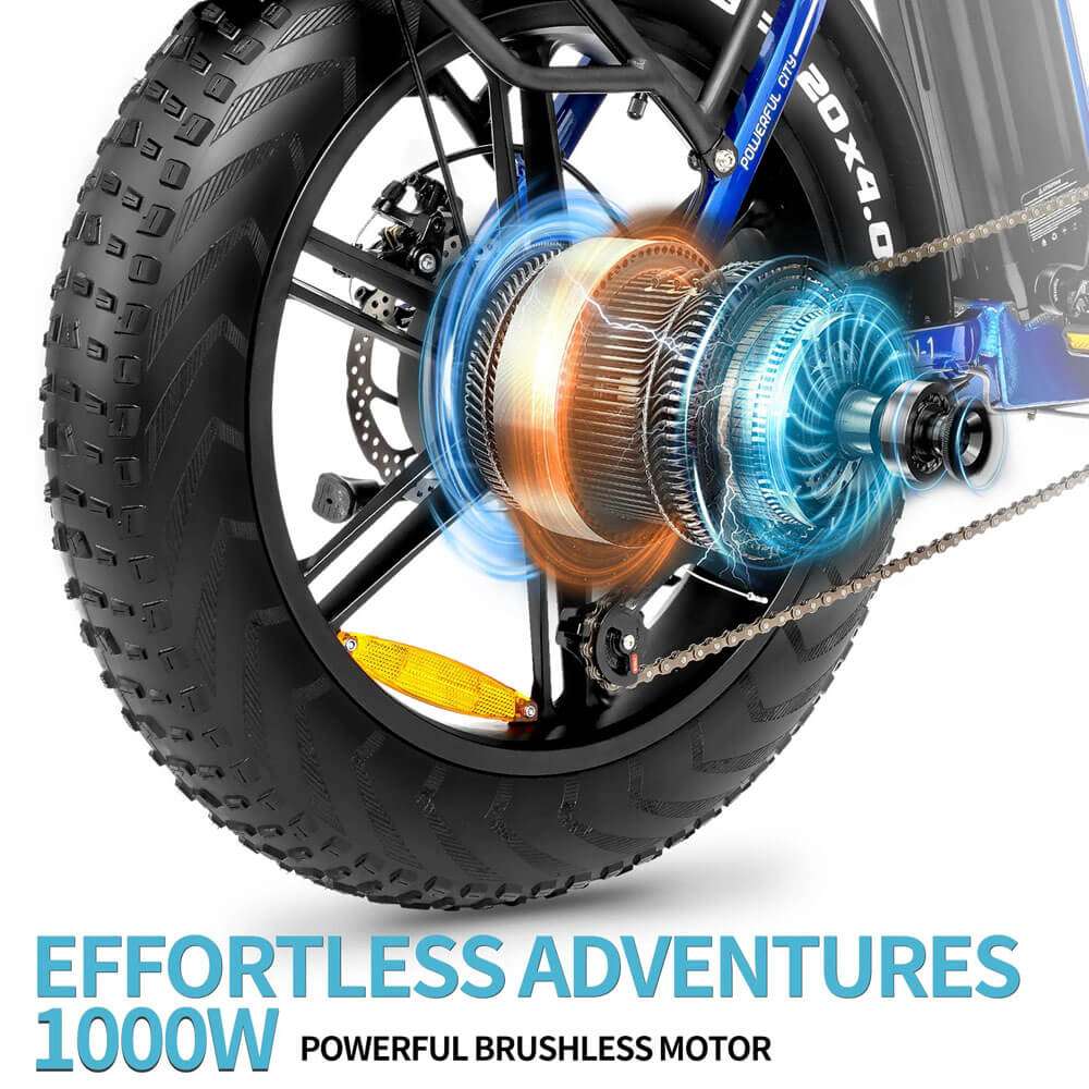 YVY MN20 20" Fat Tire Folding Electric Bike 1000W Motor 48V 15Ah/20Ah Battery