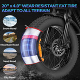 RIDSTAR Q20 Lite 20" Fat Tires Electric Bikes 1000W Motor 48V 15Ah Battery