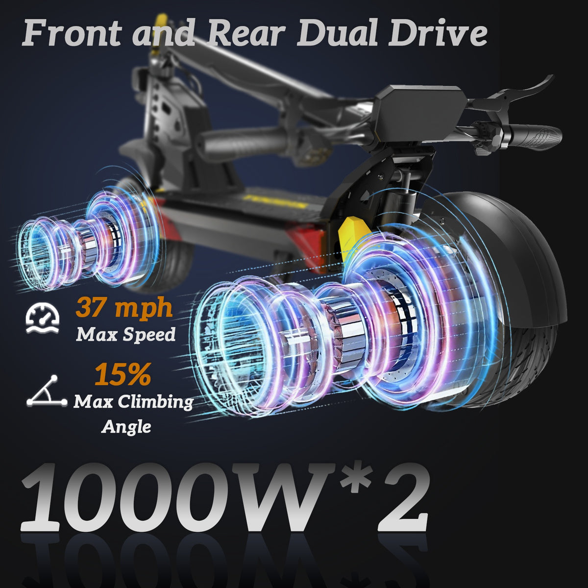 TOOINS X2 10" Electric Scooter Dual Motor 2000W 48V 21Ah Battery