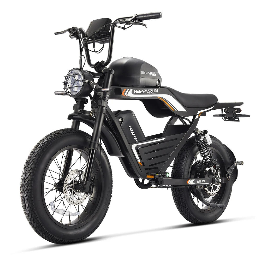 HAPPYRUN G100 Pro Fat Tire Electric Bikes 3000W 72V 33Ah Dual Batteries