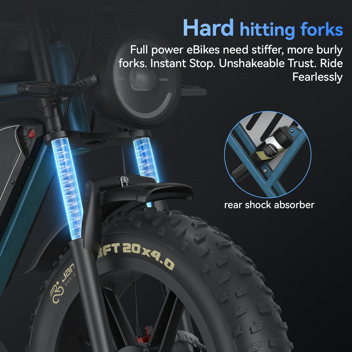 JANSNO X70 Pro 20" Off Road Electric Bike Peak 1500W Motor 48V 37Ah Battery